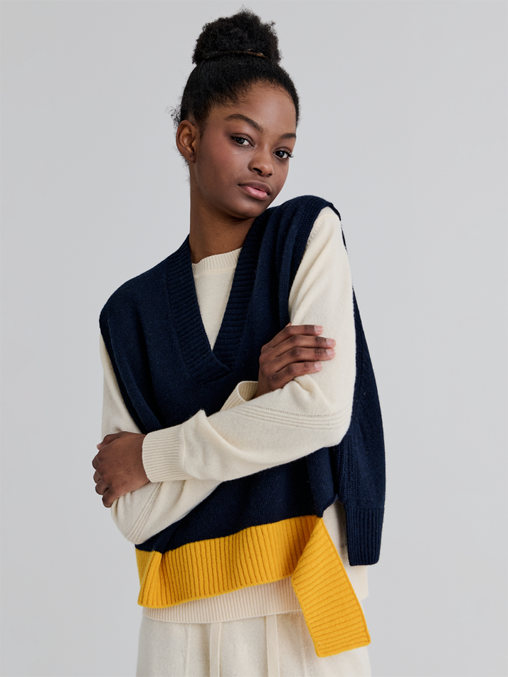 RIB OPEN VEST (NAVY)