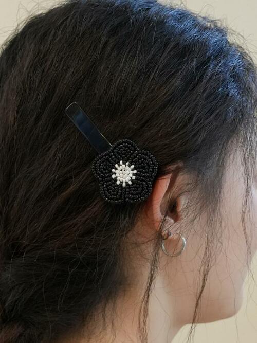 bijou hairpin_flower black