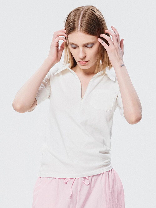 집업 슬림 톱 Zip-up Slim Top_White