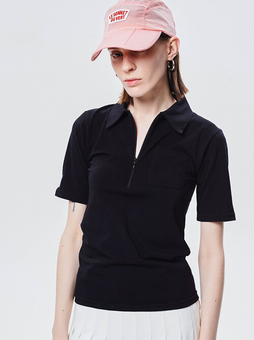 집업 슬림 톱 Zip-up Slim Top_Black