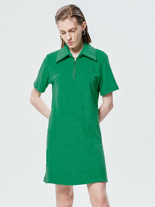 테리 집업 원피스 Terry Zip up Onepiece_Green