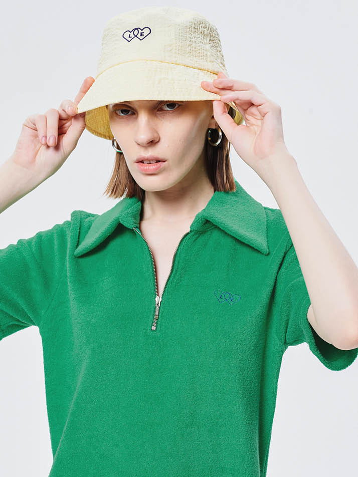 테리 집업 원피스 Terry Zip up Onepiece_Green