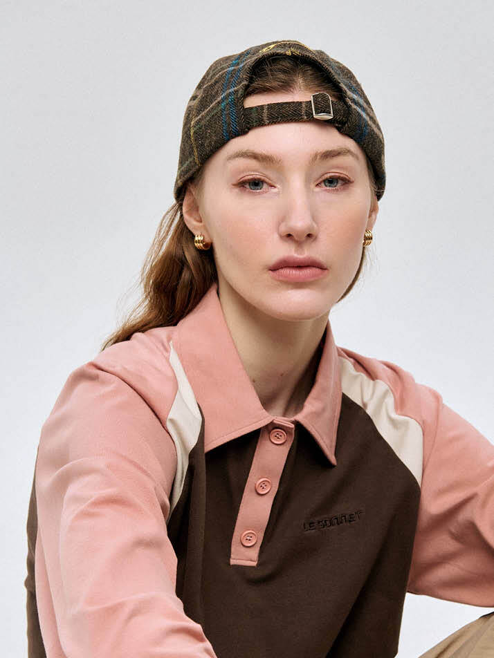 체크 & 스웨이드 캡 Check & Suede Cap_Brown