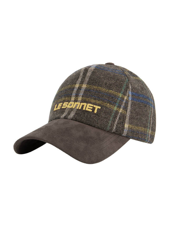 체크 & 스웨이드 캡 Check & Suede Cap_Brown