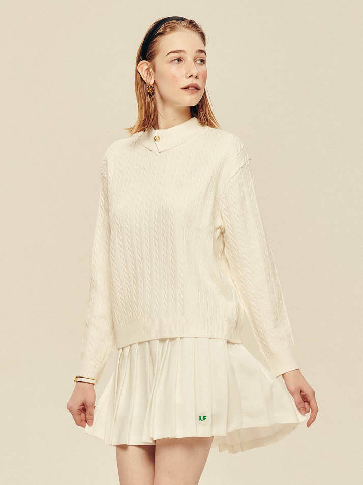 듀크 케이블 니트 풀오버_ Duke Cable Knit_Cream