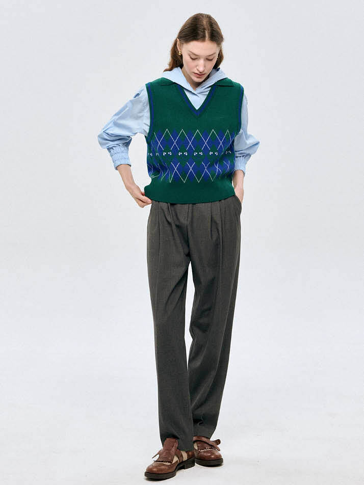 로고 앤 아가일 니트 베스트 Logo & Argyle Knit Vest_Green