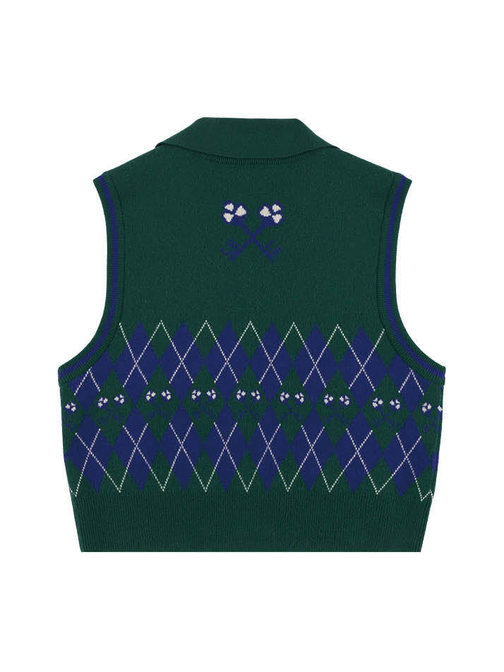 로고 앤 아가일 니트 베스트 Logo & Argyle Knit Vest_Green