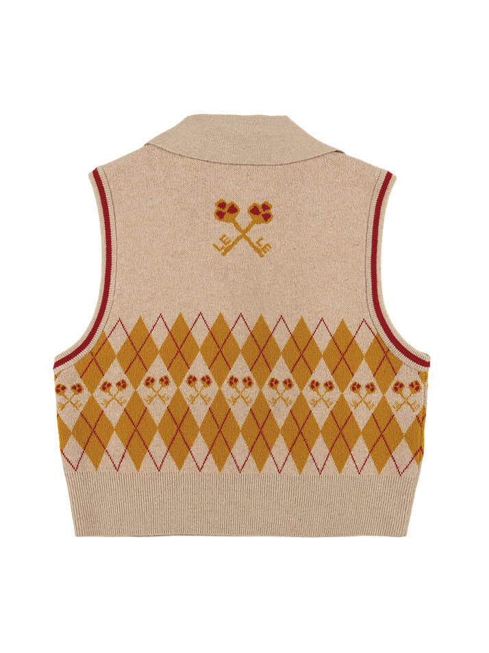 로고 앤 아가일 니트 베스트 Logo & Argyle Knit Vest_Beige