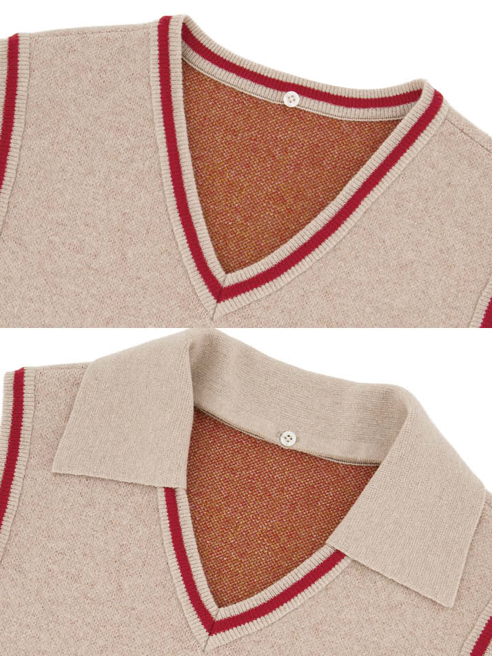 로고 앤 아가일 니트 베스트 Logo & Argyle Knit Vest_Beige