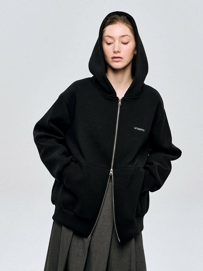 오버사이즈 후드 집업 Oversize Hood Zip-up-Balck