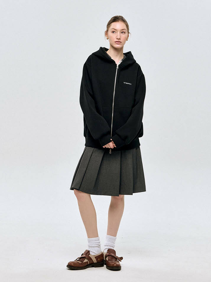 오버사이즈 후드 집업 Oversize Hood Zip-up-Balck