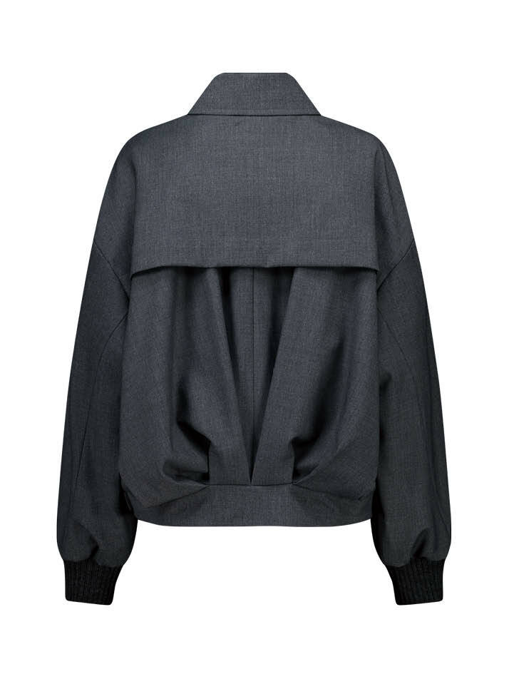 집업 벌룬 울 재킷 Zip-up Balloon Wool Jacket_Gray