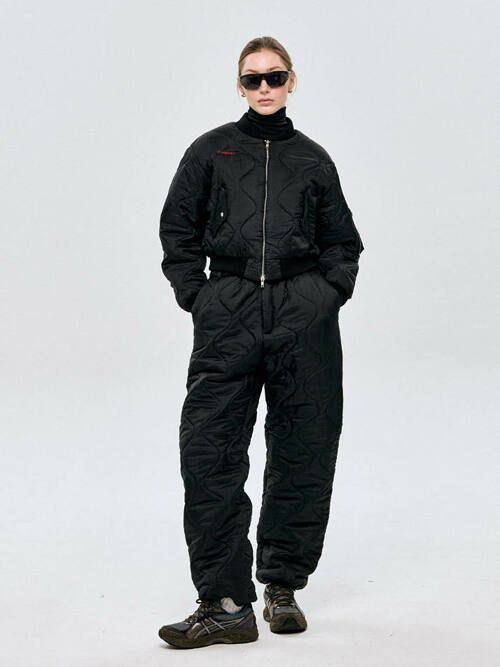 누빔 장식 기모 팬츠 Quilted Pants_BLACK