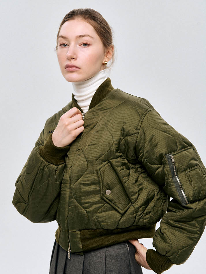 누빔 장식 기모 블루종 Quilted Blouson_KHAKI