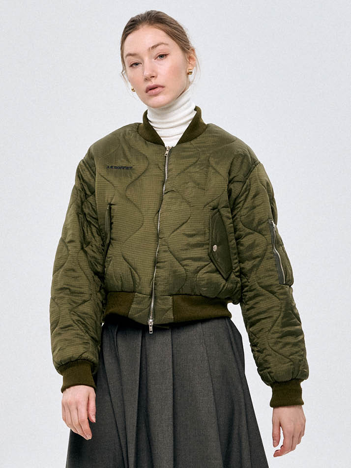 누빔 장식 기모 블루종 Quilted Blouson_KHAKI