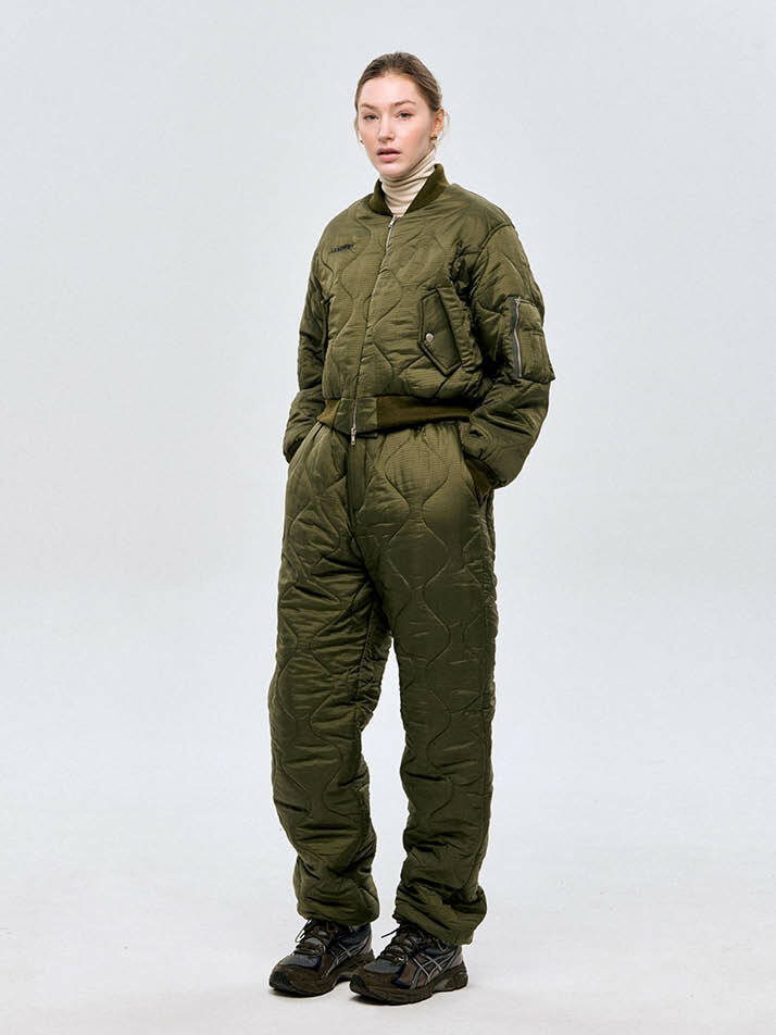 누빔 장식 기모 블루종 Quilted Blouson_KHAKI