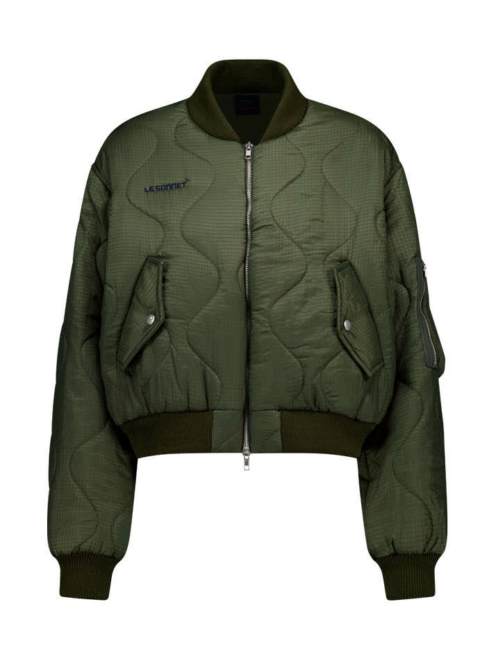 누빔 장식 기모 블루종 Quilted Blouson_KHAKI