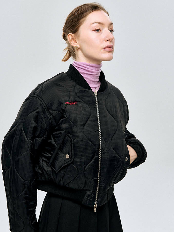 누빔 장식 기모 블루종 Quilted Blouson_BLACK
