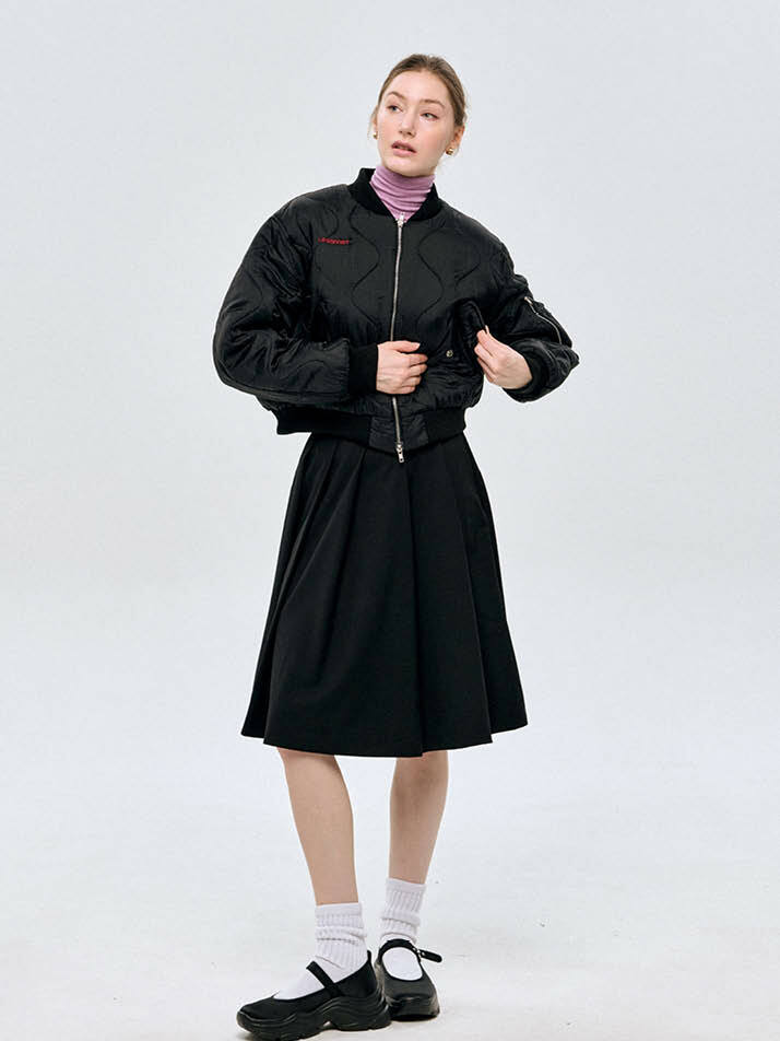 누빔 장식 기모 블루종 Quilted Blouson_BLACK