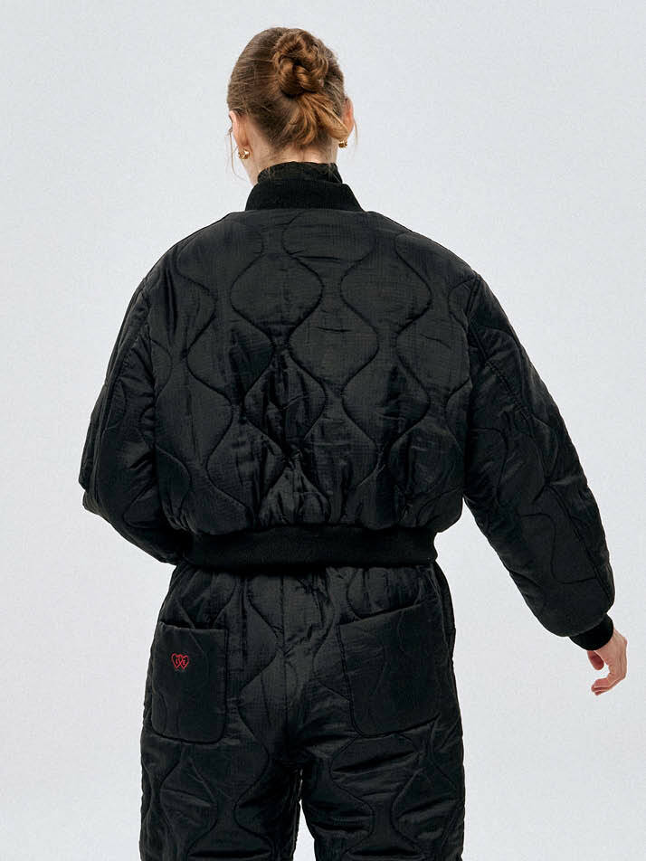 누빔 장식 기모 블루종 Quilted Blouson_BLACK