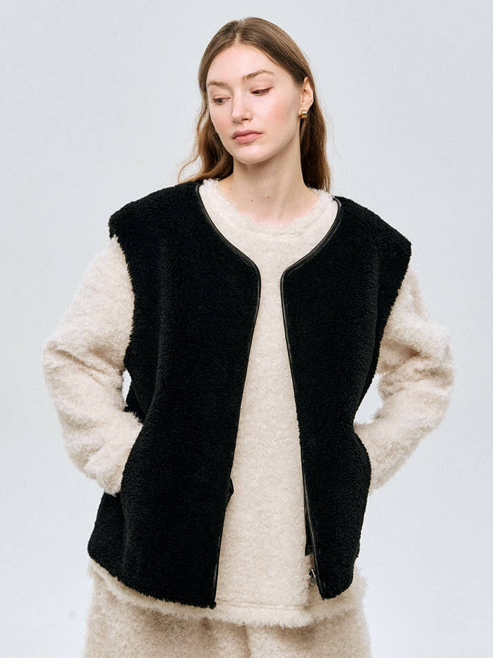 리버시블 테디베어 베스트 Reversible Teddy Bear Vest_ BLACK