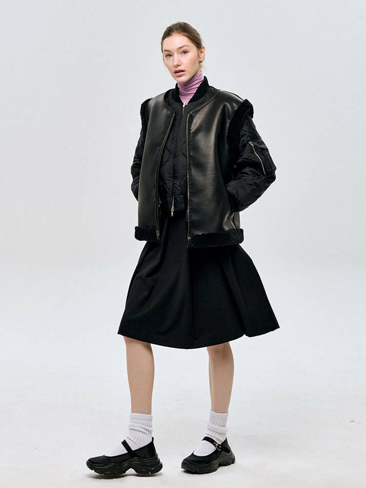 리버시블 테디베어 베스트 Reversible Teddy Bear Vest_ BLACK