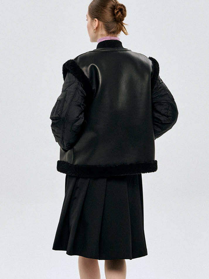 리버시블 테디베어 베스트 Reversible Teddy Bear Vest_ BLACK