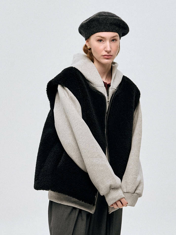 리버시블 테디베어 베스트 Reversible Teddy Bear Vest_ BLACK