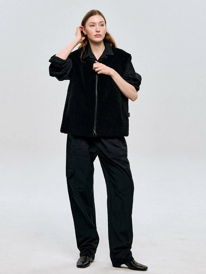 리버시블 테디베어 베스트 Reversible Teddy Bear Vest_ BLACK