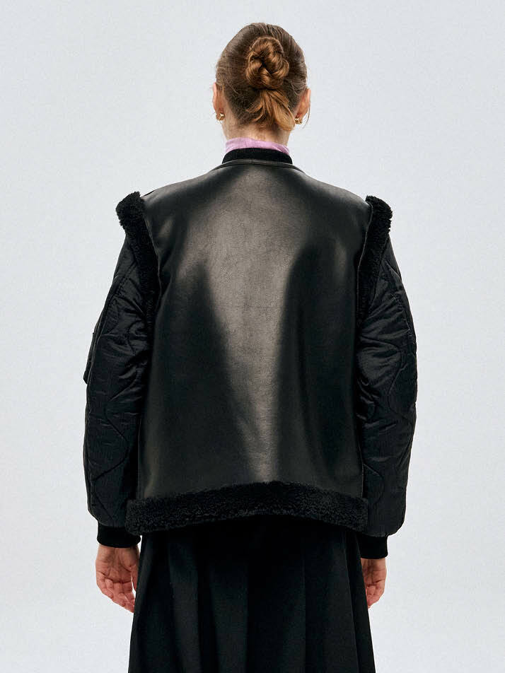 리버시블 테디베어 베스트 Reversible Teddy Bear Vest_ BLACK