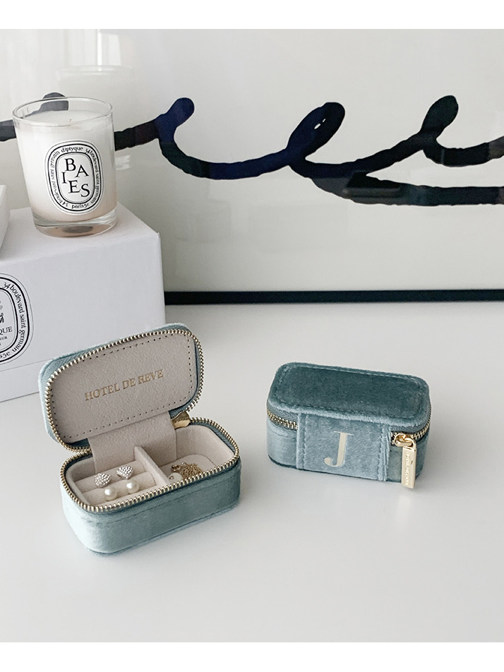 [HOTEL DE REVE] 알파벳 벨벳 주얼리박스 미니(베이지)_이니셜선택 보석함