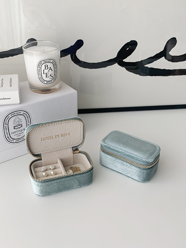 [HOTEL DE REVE] 알파벳 벨벳 주얼리박스 미니(베이지)_이니셜선택 보석함