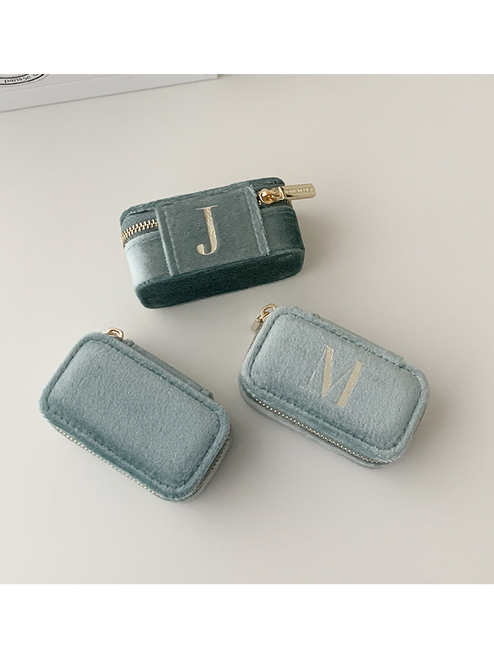 [HOTEL DE REVE] 알파벳 벨벳 주얼리박스 미니(베이지)_이니셜선택 보석함