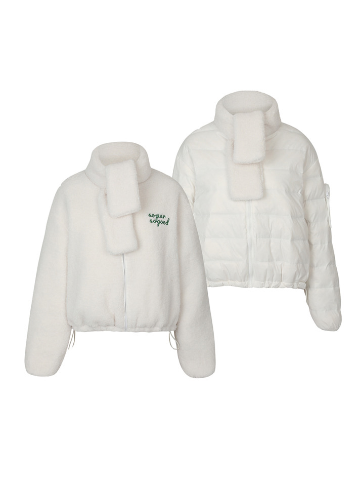 REVERSIBLE DUCK DOWN SHERPA PUFFER JACKET_Ivory