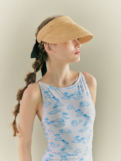 NINA RAFFIA RIBBON VISOR_Light Tan