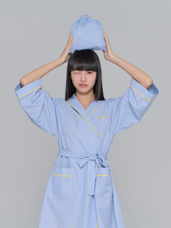 STRIPE ROBE (W/POUCH)_Banana