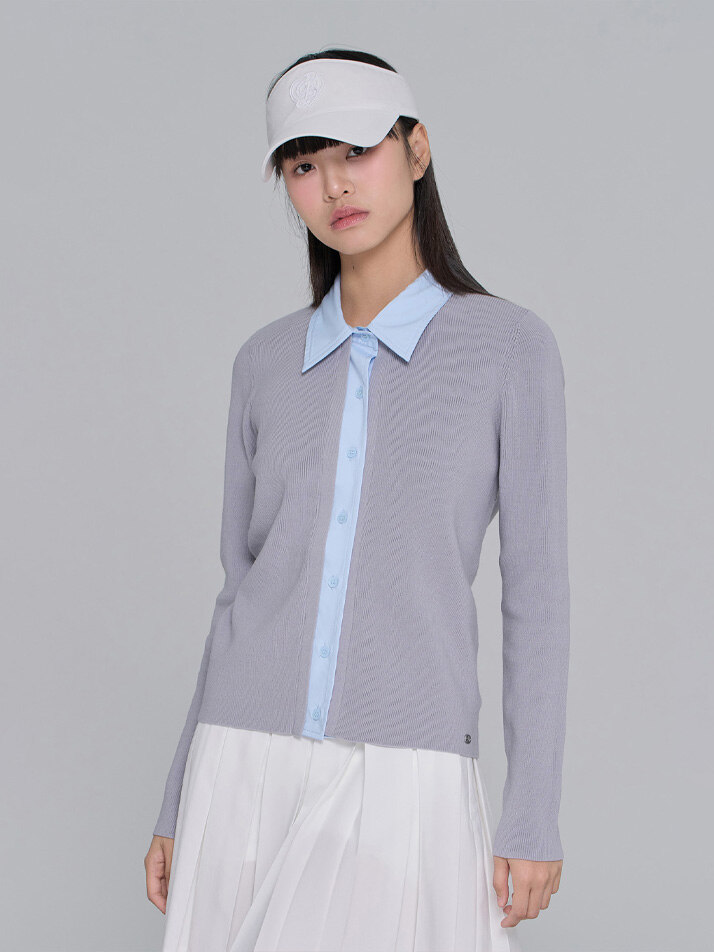 LAYERED SHIRT-CARDIGAN_Mist Grey