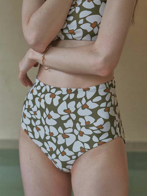 High-rise Brief, Floral Green