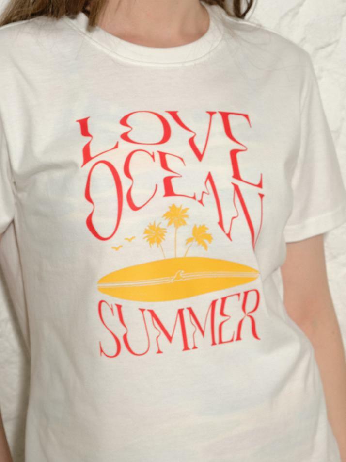 LOVE OCEAN SUMMER Semi Crop T-shirt
