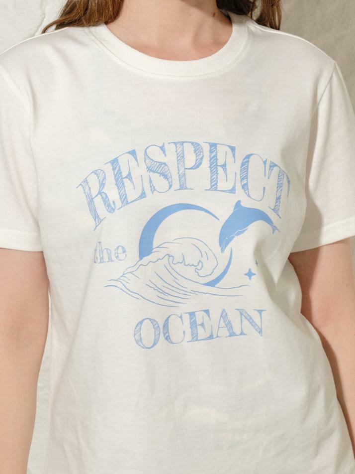 RESPECT THE OCEAN Semi Crop T-shirt