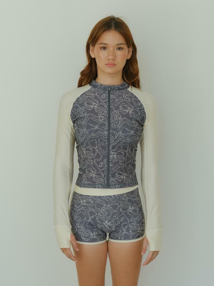 Zip-up Rashguard Bow Charcoal