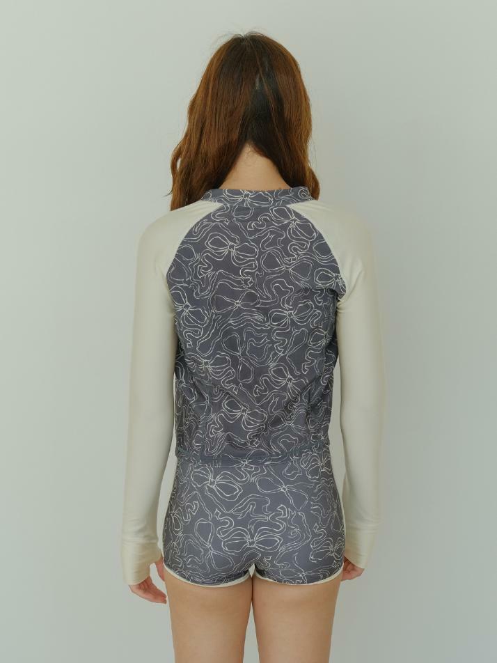 Zip-up Rashguard Bow Charcoal