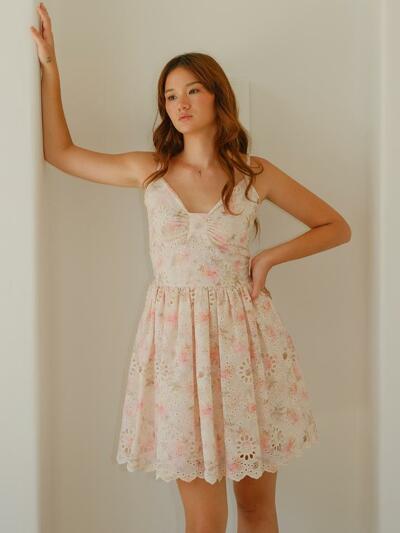 Bow Front Floral Lace Dress