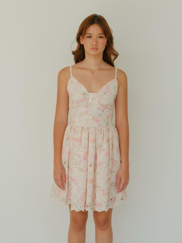 Bow Front Floral Lace Dress