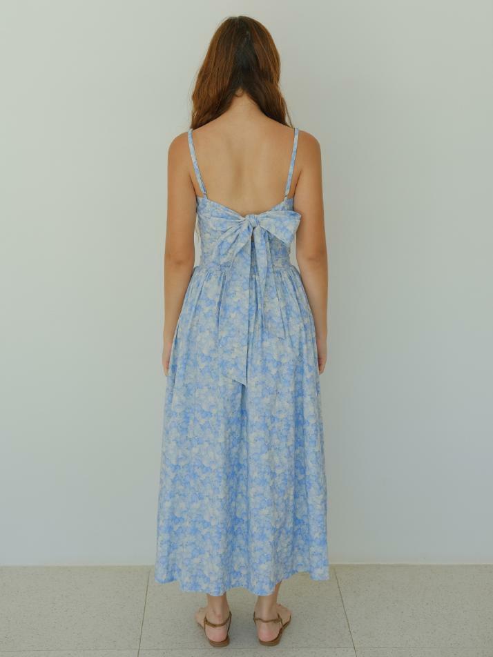 Tie Back Dress Aqua Blossom