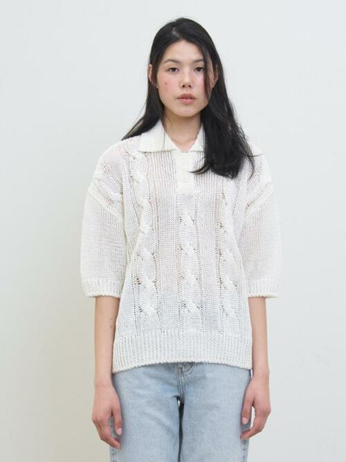 Mesh Cable Knit Pullover