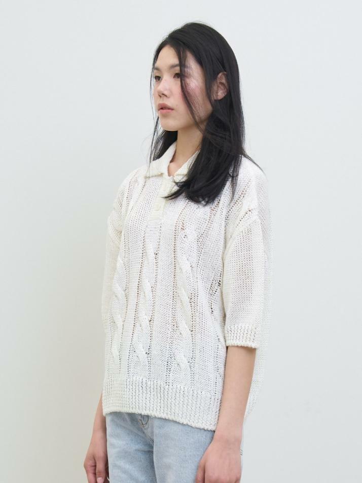 Mesh Cable Knit Pullover