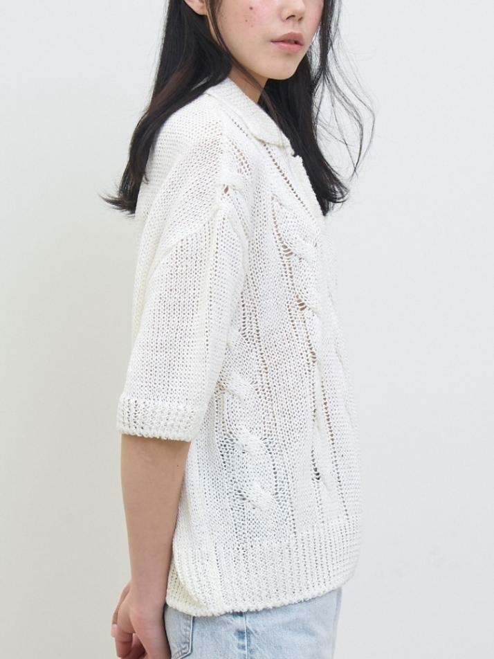 Mesh Cable Knit Pullover