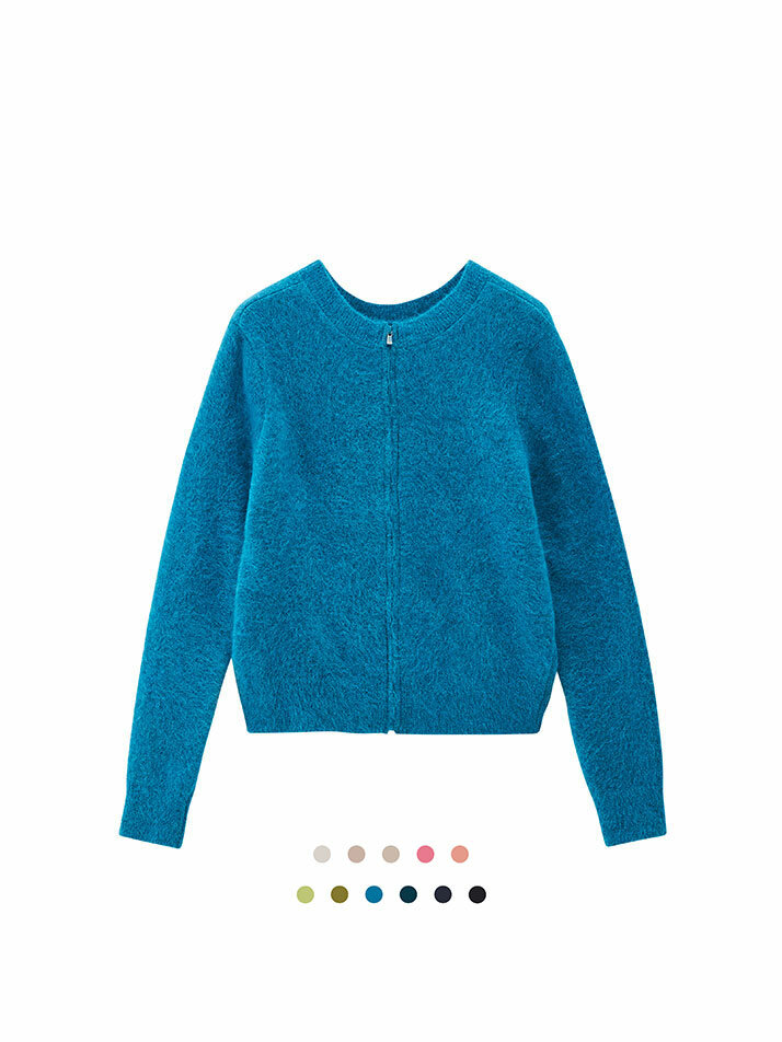 모헤어 꼬동 집업 니트