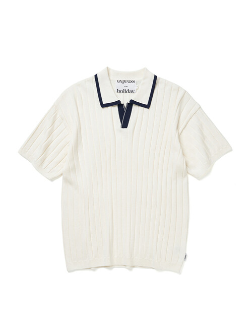 바릴로체 배색 골지 하프 니트_아이보리